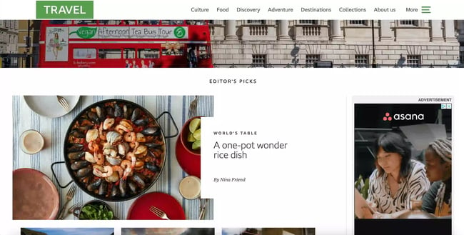 travel website design: BBC travel 